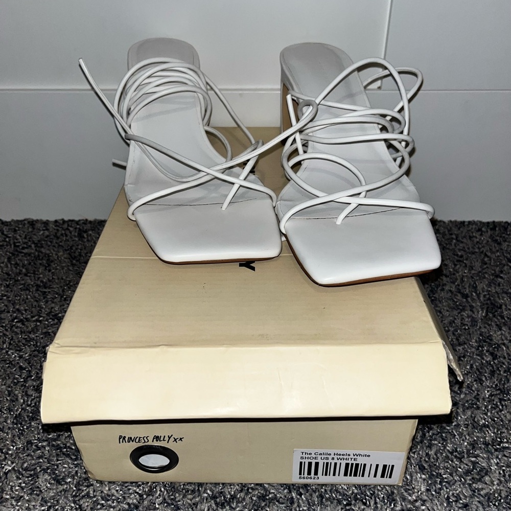 Princess Polly White Strappy Heels